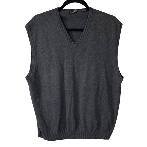 JoS A Bank Men's Sweater Vest Grey Size L Large V-Neck Cotton - Picture 1 of 5